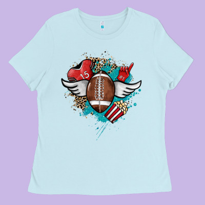 Football Ball Leopard Glitter Ladies Tee Designed By Howdyjamesfarm