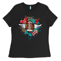 Black Football ball leopard glitter Ladies Tee - HowdyJamesFarm