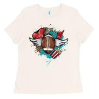 Bone Football ball leopard glitter Ladies Tee - HowdyJamesFarm