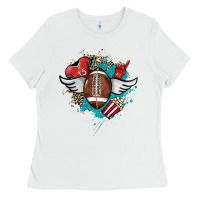 White Football ball leopard glitter Ladies Tee - HowdyJamesFarm