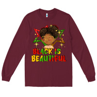 Burgundy black is beautiful Long Sleeve Tee - FaDigitalArtStudio