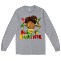 Heather Grey black is beautiful Long Sleeve Tee - FaDigitalArtStudio