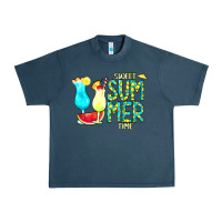 Midnight Navy sweet summer time turquoise yellow Urban Heavy Tee - CowCowDesign