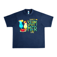 Navy sweet summer time turquoise yellow Urban Heavy Tee - CowCowDesign