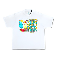 White sweet summer time turquoise yellow Urban Heavy Tee - CowCowDesign