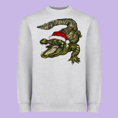 Christmas Alligator Heavyweight Sweatshirt Designed By Barkaloodesign