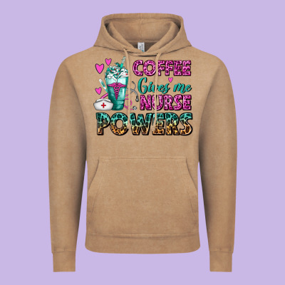 Coffee Gives Me Nurse Powers Vintage Hoodie Designed By Fadigitalartstudio