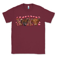 Burgundy Xoxo highland cows Classic Tee - RanaPortraitStore