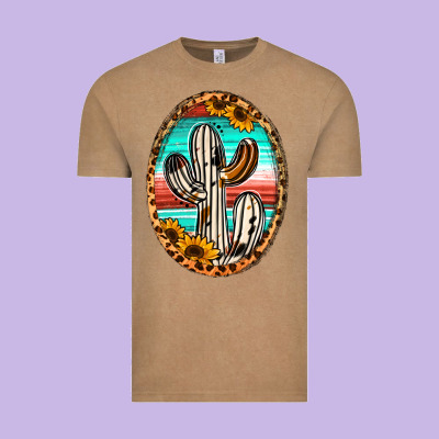 Cowhide Serape And Sunflower Cactus Vintage Tee Designed By Jasminsmagicworld