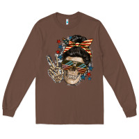 Chestnut American Mother skull Long Sleeve Tee - FaDigitalArtStudio