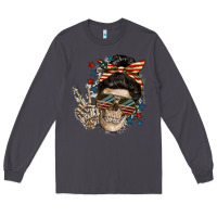 Smoke American Mother skull Long Sleeve Tee - FaDigitalArtStudio
