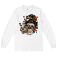 White American Mother skull Long Sleeve Tee - FaDigitalArtStudio