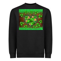 Black st.patricks heart shamrocks glitter Heavyweight Sweatshirt - BarkalooDesign