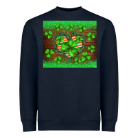 Navy st.patricks heart shamrocks glitter Heavyweight Sweatshirt - BarkalooDesign
