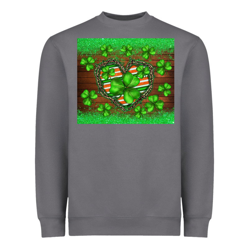 St.patricks Heart Shamrocks Glitter Heavyweight Sweatshirt by BarkalooDesign | Teevron
