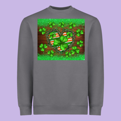 St.patricks Heart Shamrocks Glitter Heavyweight Sweatshirt Designed By Barkaloodesign