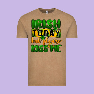 Irish Today But Please Kiss Me Vintage Tee Designed By Cowgirlartshop