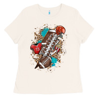 Bone Football lightning bolt leopard Ladies Tee - HowdyJamesFarm