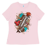 Bubblegum Pink Football lightning bolt leopard Ladies Tee - HowdyJamesFarm