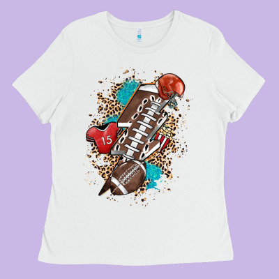 Football Lightning Bolt Leopard Ladies Tee Designed By Howdyjamesfarm