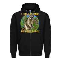 Black i like raccoons and 3 people Zipper Hoodie - BarkalooDesign