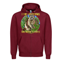 Burgundy i like raccoons and 3 people Zipper Hoodie - BarkalooDesign