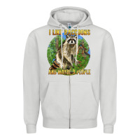 Dove Grey i like raccoons and 3 people Zipper Hoodie - BarkalooDesign