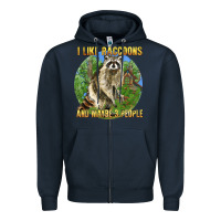 Navy i like raccoons and 3 people Zipper Hoodie - BarkalooDesign