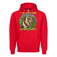 Red i like raccoons and 3 people Zipper Hoodie - BarkalooDesign