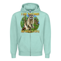 Seafoam i like raccoons and 3 people Zipper Hoodie - BarkalooDesign
