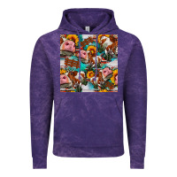 Cloud Purple cow with aztec and sunflowers seamless pattern Vintage Hoodie - FaDigitalArtStudio