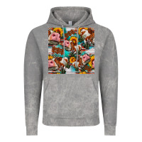 Cloud Rock cow with aztec and sunflowers seamless pattern Vintage Hoodie - FaDigitalArtStudio
