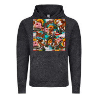 Vintage Black cow with aztec and sunflowers seamless pattern Vintage Hoodie - FaDigitalArtStudio