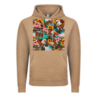 Vintage Coffee cow with aztec and sunflowers seamless pattern Vintage Hoodie - FaDigitalArtStudio