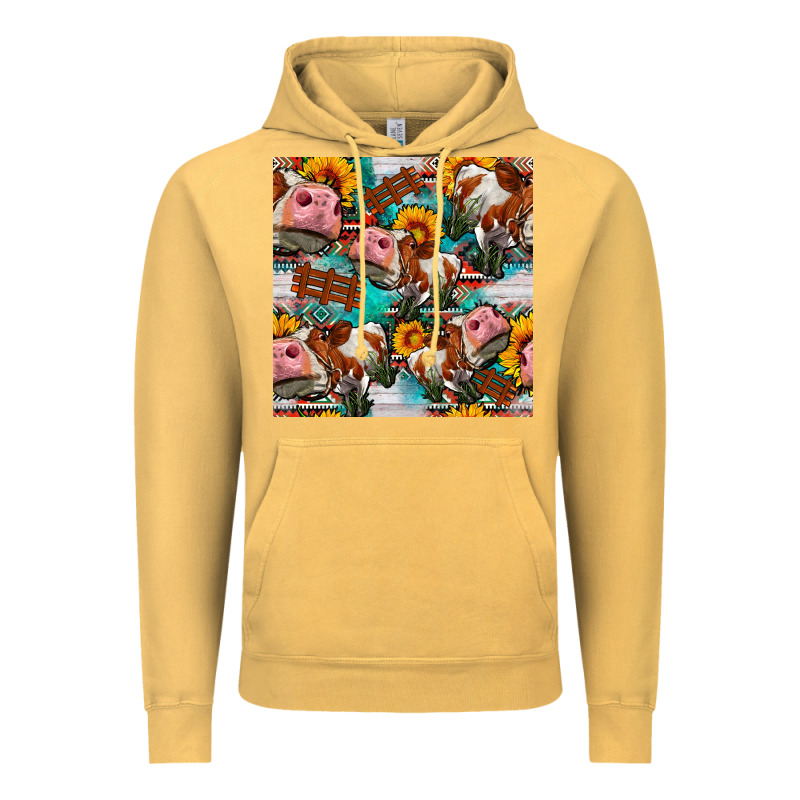Cow With Aztec And Sunflowers Seamless Pattern Vintage Hoodie by FaDigitalArtStudio | Teevron