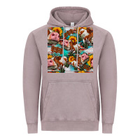 Vintage Zinc cow with aztec and sunflowers seamless pattern Vintage Hoodie - FaDigitalArtStudio