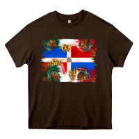 Chocolate Brown Mexican and Puerto Rico Flag Heavy Core Tee - texasbilliewilder