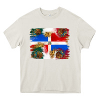 Cream Mexican and Puerto Rico Flag Heavy Core Tee - texasbilliewilder