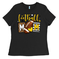 Black Football mom yellow team color Ladies Tee - HowdyJamesFarm
