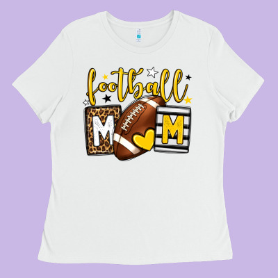 Football Mom Yellow Team Color Ladies Tee Designed By Howdyjamesfarm