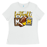 White Football mom yellow team color Ladies Tee - HowdyJamesFarm