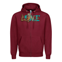 Burgundy owl love Zipper Hoodie - BarkalooDesign