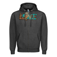 Charcoal Heather owl love Zipper Hoodie - BarkalooDesign