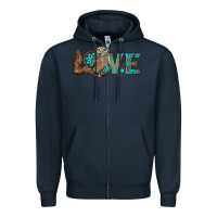 Navy owl love Zipper Hoodie - BarkalooDesign