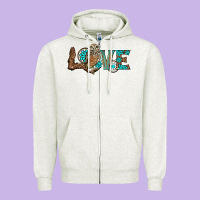 Owl Love Zipper Hoodie Designed By Barkaloodesign