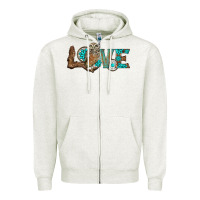 Oatmeal Heather owl love Zipper Hoodie - BarkalooDesign
