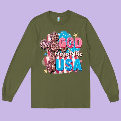 God Blessed The Usa Long Sleeve Tee Designed By Fadigitalartstudio