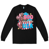 Black God Blessed the USA Long Sleeve Tee - FaDigitalArtStudio