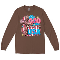 Chestnut God Blessed the USA Long Sleeve Tee - FaDigitalArtStudio