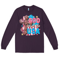 Plum God Blessed the USA Long Sleeve Tee - FaDigitalArtStudio